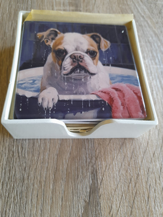 set 0f 4 ceramic dogs coasters