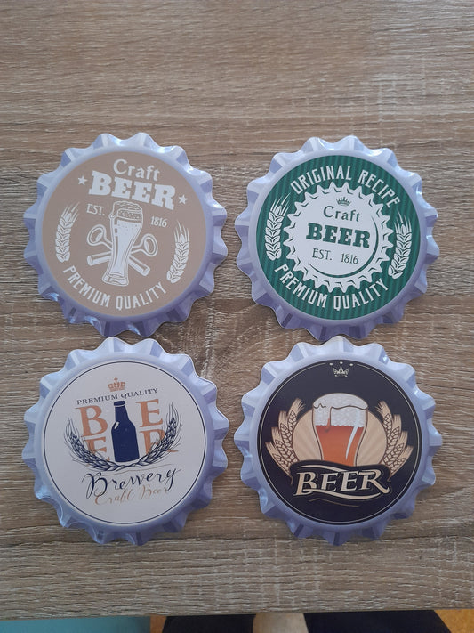 set 0f 4 ceramic beer coasters