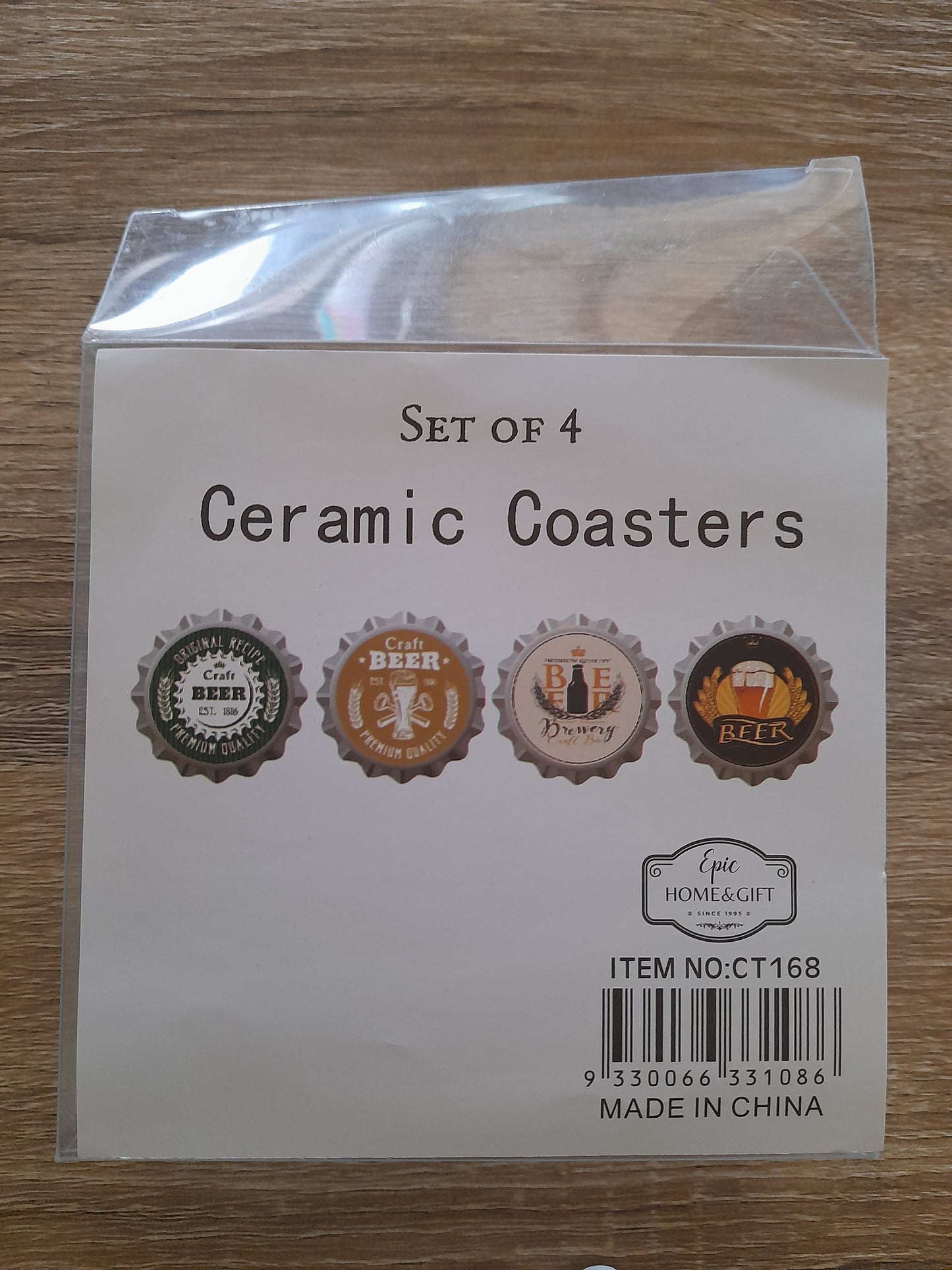 set 0f 4 ceramic beer coasters